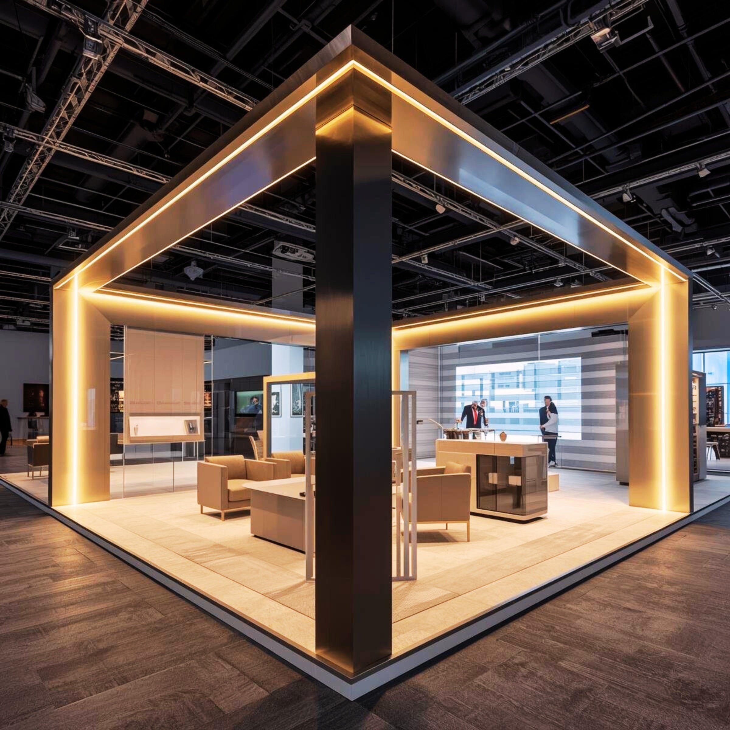Exhibition stand on a dark background