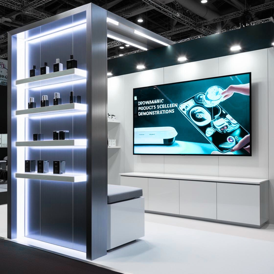 Exhibition stand with display screens